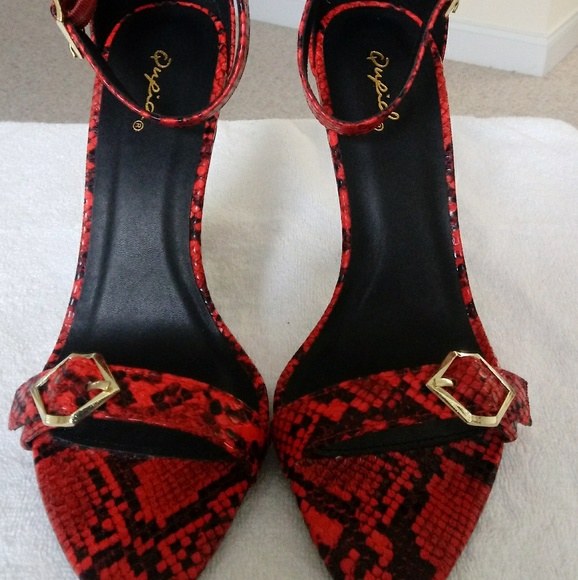 Red/Black Snakeskin Heels - Picture 8 of 8